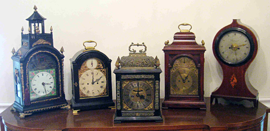An assortment of English table (or bracket) clocks will come under the gavel Friday, June 18.